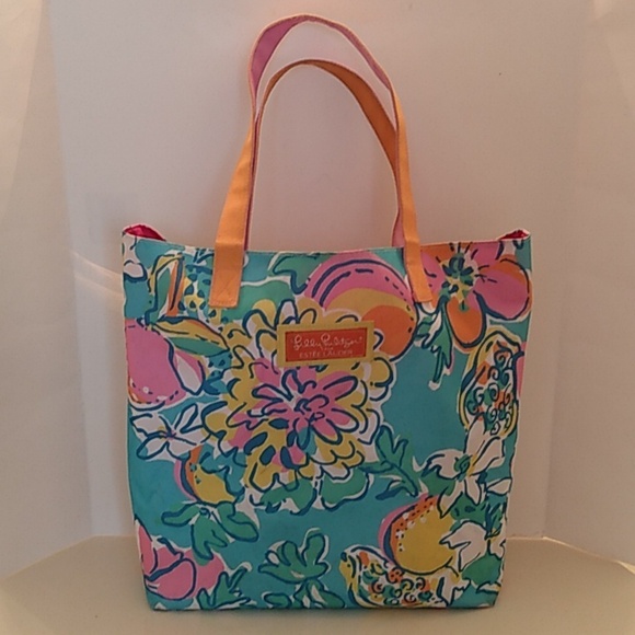 Lilly Pulitzer Tote Bag Estee Lauder Collab Colorful Shopping Purse - Picture 4 of 9